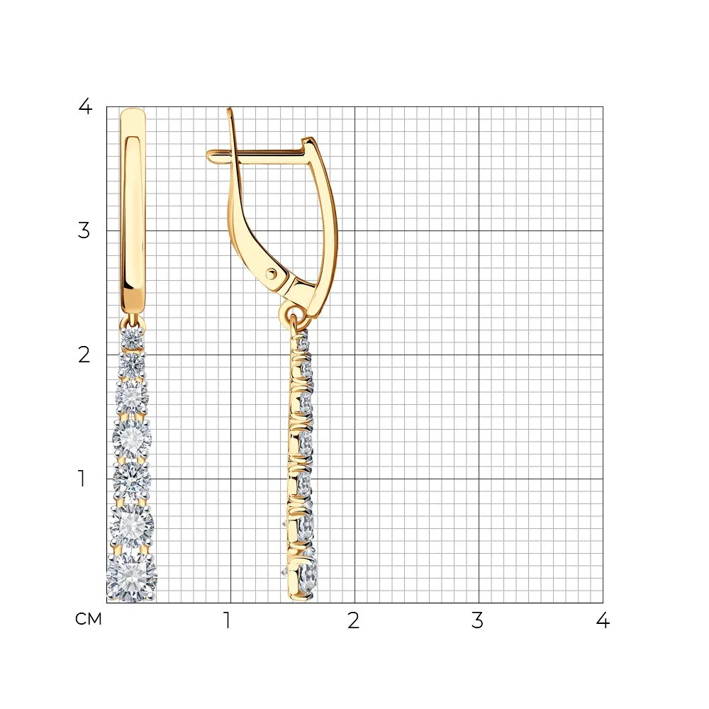 Cercei Suspendați din aur roșu cu Cubic Zirconia Incolor