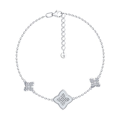 Браслет из серебра с камнями Фианит, Эмаль