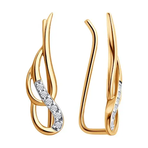 Cercei din aur roșu cu Cubic Zirconia Incolor