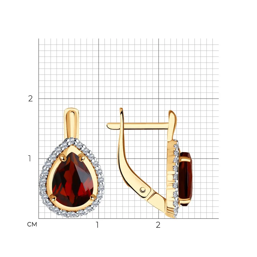 Cercei din aur roșu cu Cubic Zirconia Incolor, Granat