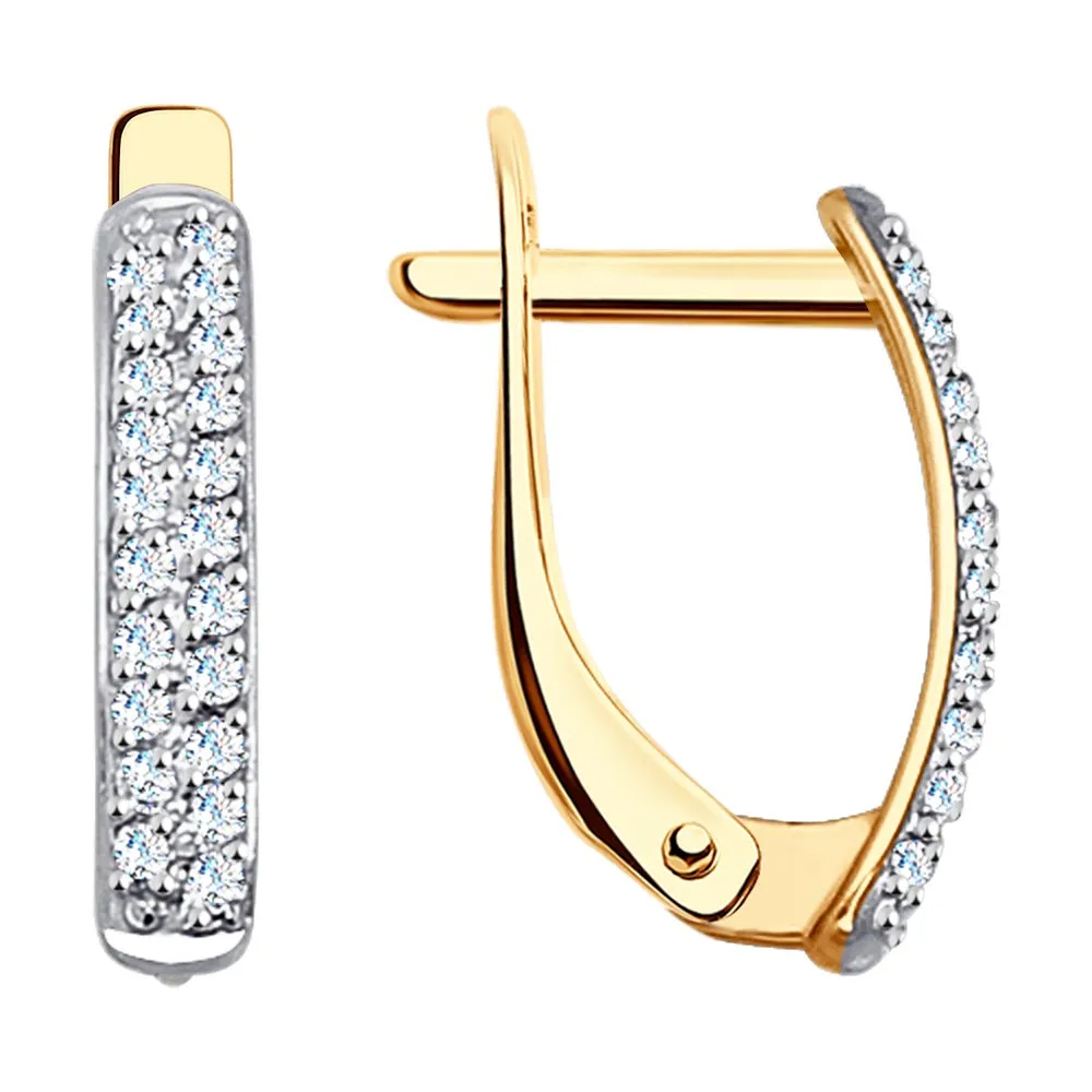 Cercei din aur roșu cu Cubic Zirconia Incolor