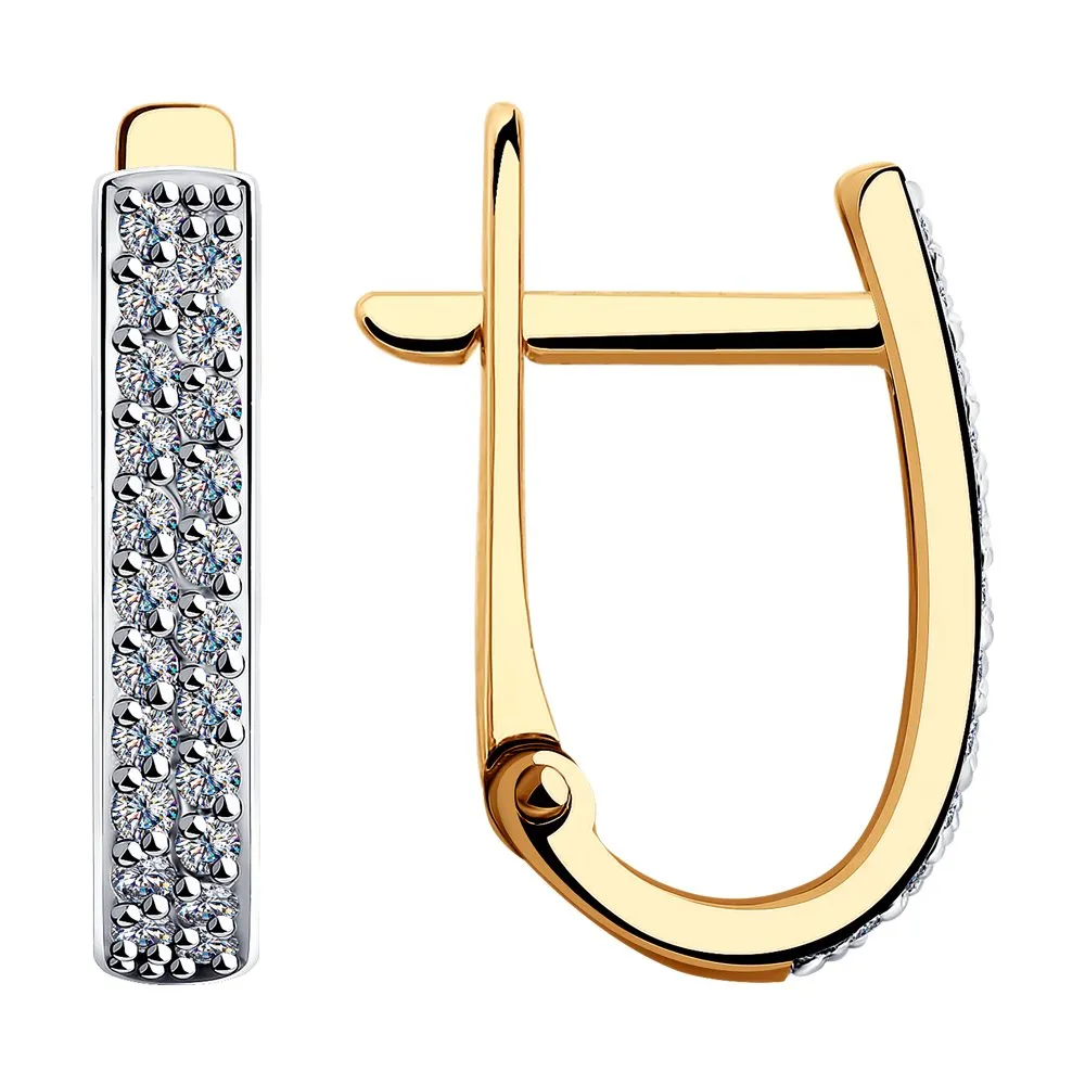 Cercei din aur roșu cu Cubic Zirconia Incolor