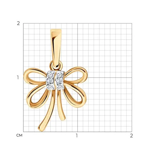 Pandantiv din aur roșu cu Cubic Zirconia Incolor