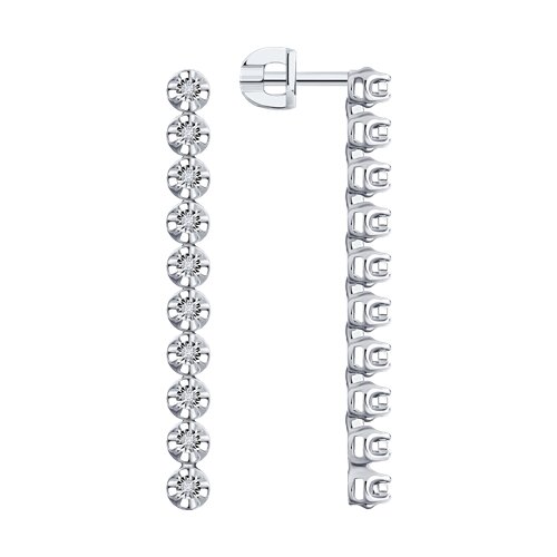 Серьги Пусеты из белого золота с камнями Бриллиант