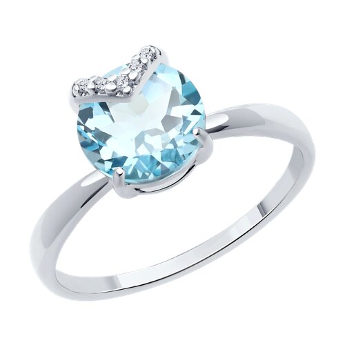 Inel din argint  cu pietre Cubic Zirconia Incolor, Topaz albastru