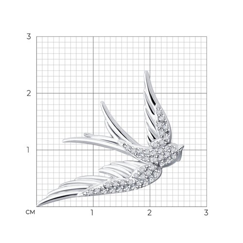 Брошь из белого золота с камнями Бриллиант