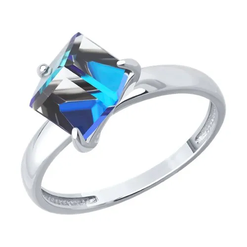 Кольцо из серебра с камнями Swarovski Zirconia синий