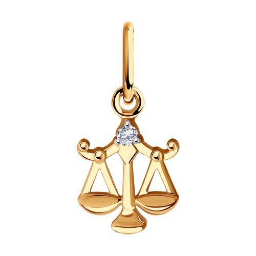 Pandantiv din aur roșu cu pietre Cubic Zirconia Incolor