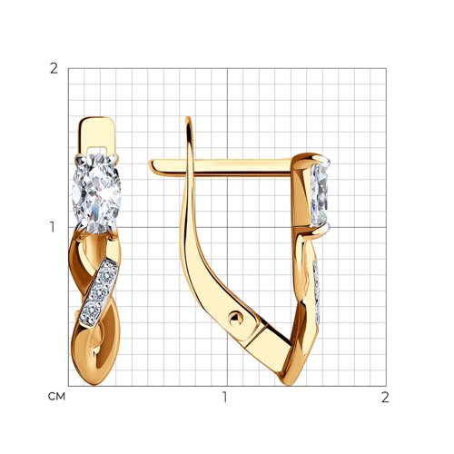 Cercei din aur roșu cu pietre Cubic Zirconia Incolor