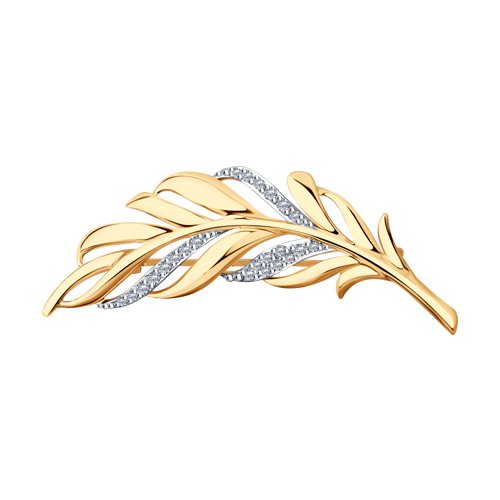 Broșă din aur roșu cu pietre Cubic Zirconia Incolor