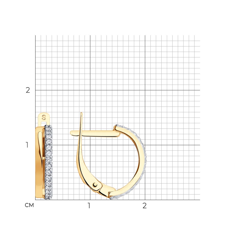 Cercei din aur roșu cu pietre Cubic Zirconia Incolor