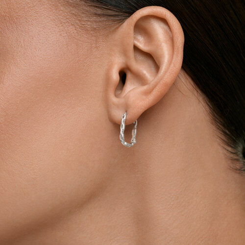 Cercei Creole din argint  cu pietre Ametist