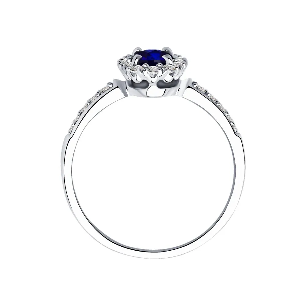 Inel din aur alb cu Diamant, Safir