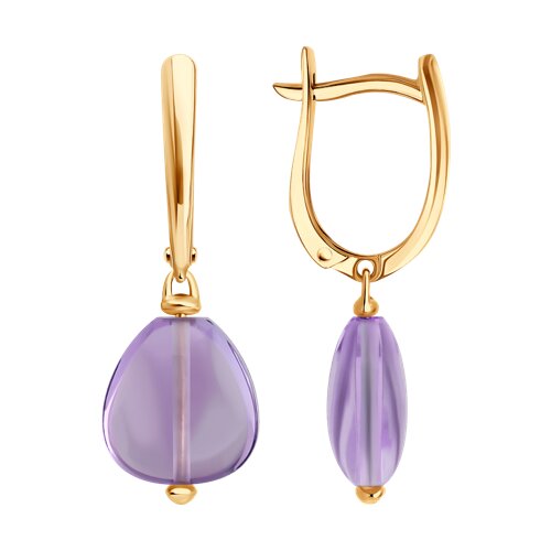 Cercei Suspendați din aur roșu cu pietre Ametist