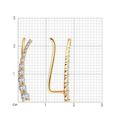 Cercei din aur roșu cu pietre Cubic Zirconia Incolor
