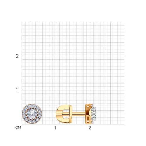 Cercei Pusete din aur roșu cu pietre Cubic Zirconia Incolor