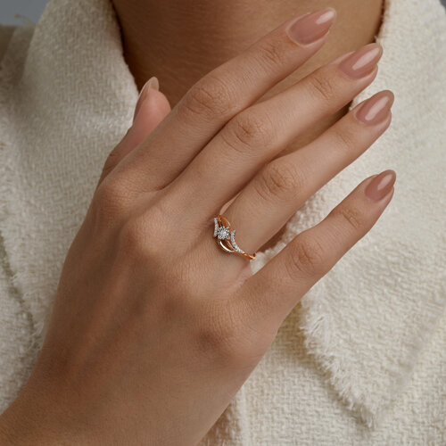 Кольцо из белого и красного золота с камнями Бриллиант