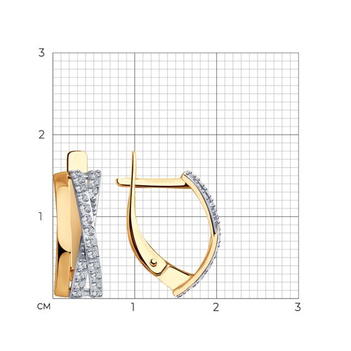 Cercei din aur roșu cu pietre Cubic Zirconia Incolor