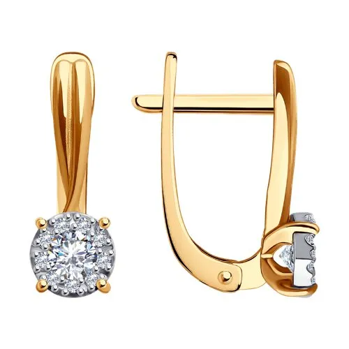 Cercei din aur roșu cu Cubic Zirconia Incolor