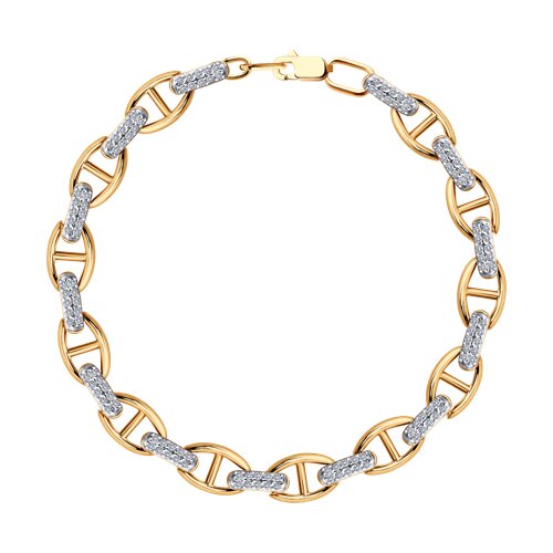 Браслет из красного золота с камнями Фианит