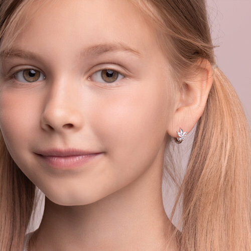 Cercei Creole din argint  cu pietre Cubic Zirconia Incolor