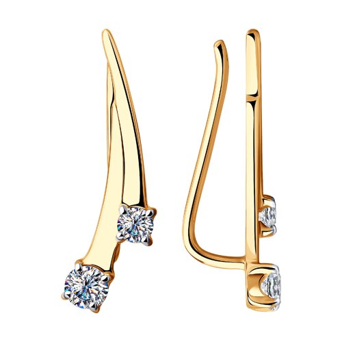 Cercei din aur roșu cu pietre Cubic Zirconia Incolor