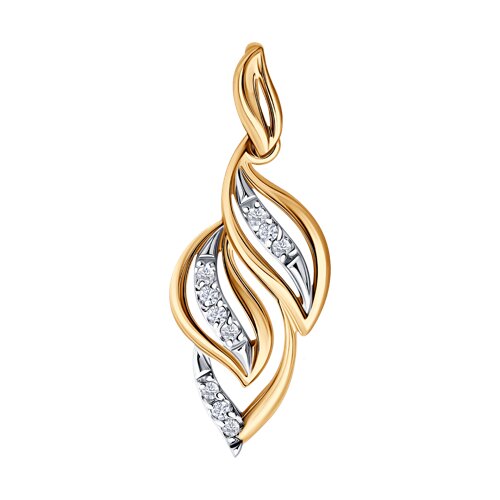 Pandantiv din aur roșu cu pietre Cubic Zirconia Incolor