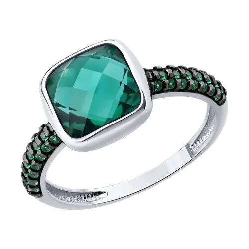 Inel din argint cu Cubic Zirconia Verde, Cuart Verde (sint.)