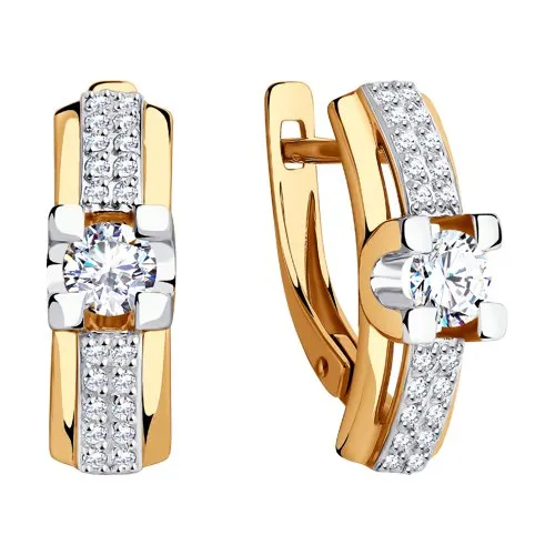Cercei din aur roșu cu Cubic Zirconia Incolor