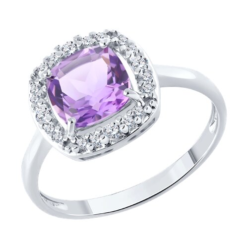 Inel din argint  cu pietre Cubic Zirconia Incolor, Ametist