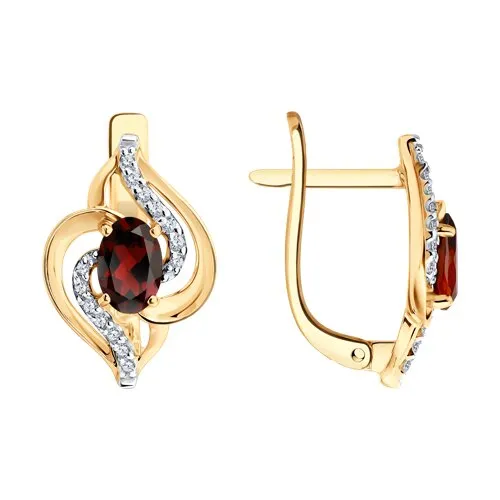 Cercei din aur roșu cu Cubic Zirconia Incolor, Granat