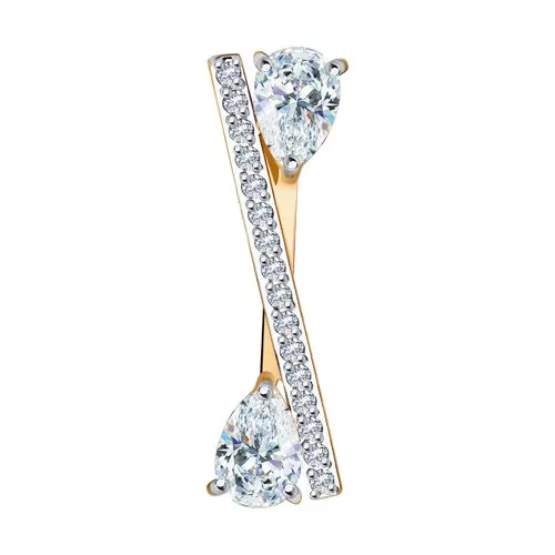 Pandantiv din aur roșu cu Cubic Zirconia Incolor
