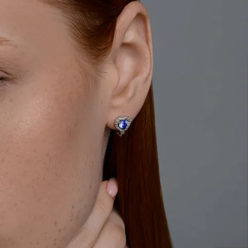 Cercei din argint cu Cubic Zirconia Incolor, Cubic Zirconia Albastru Safir