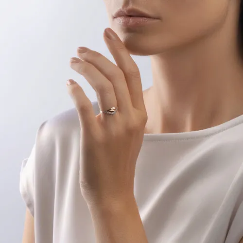 Inel din aur roșu cu Cubic Zirconia Incolor