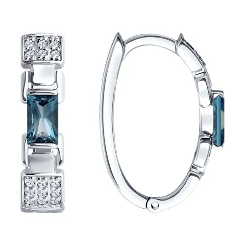 Cercei Creole din aur alb cu Cubic Zirconia Incolor, Topaz London