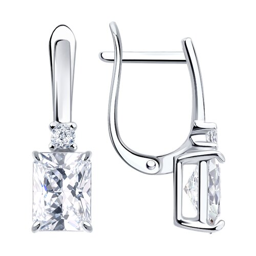 Серьги из серебра с камнями Фианит
