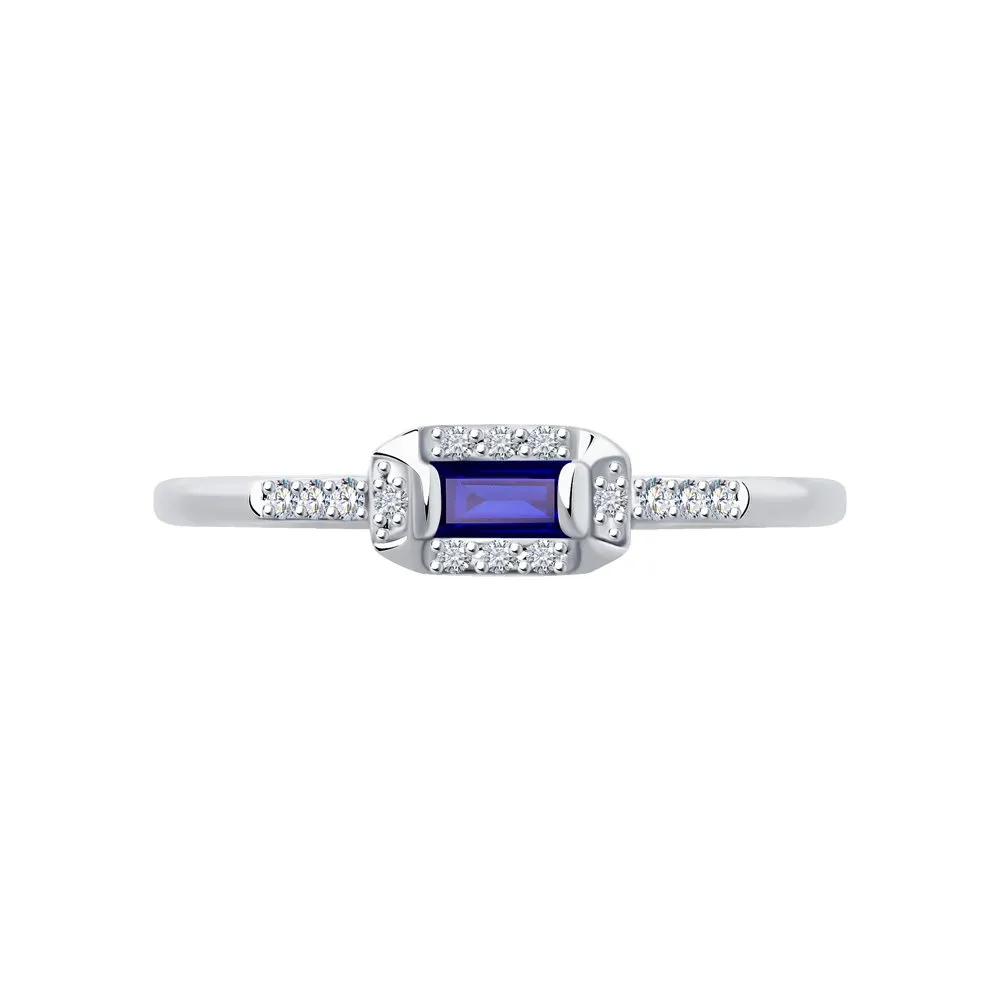 Inel din aur alb cu Diamant, Safir