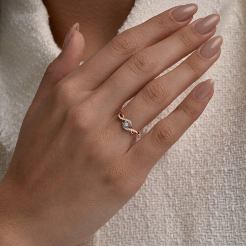 Inel din aur alb și roșu cu pietre Diamant