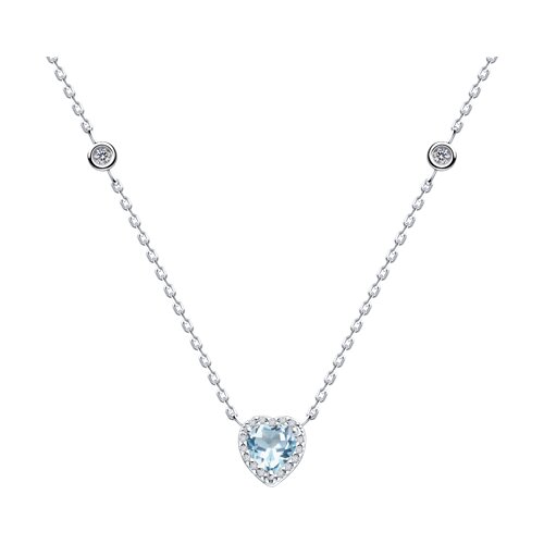 Colier din argint  cu pietre Cubic Zirconia Incolor, Topaz albastru