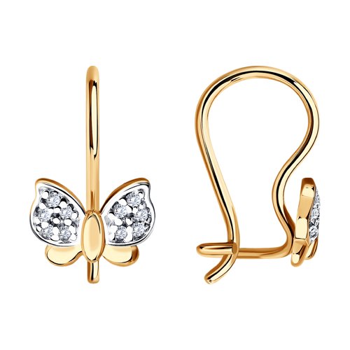 Cercei p-u copii din aur roșu cu pietre Cubic Zirconia Incolor