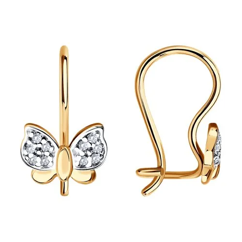 Cercei p-u copii din aur roșu cu Cubic Zirconia Incolor