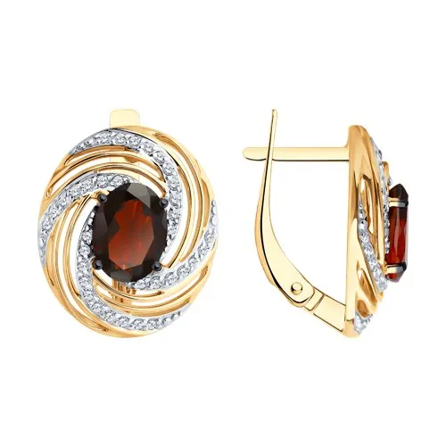 Cercei din aur roșu cu Cubic Zirconia Incolor, Granat