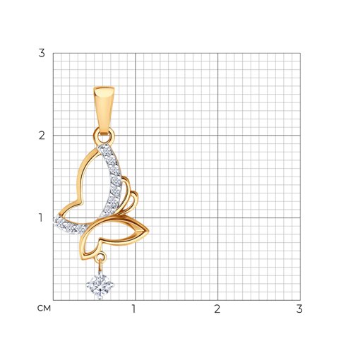 Подвеска из красного золота с камнями Фианит