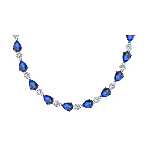 Colier din argint cu Cubic Zirconia Incolor, Cubic Zirconia Albastru Safir