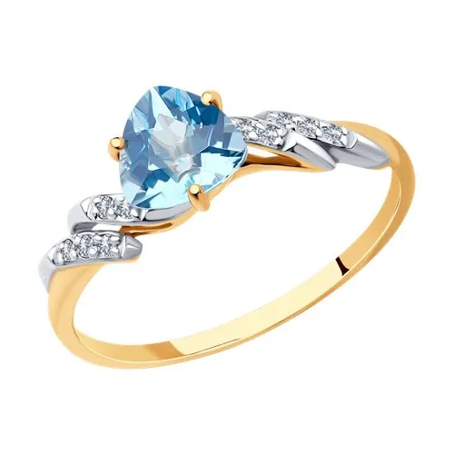 Inel din aur roșu cu Cubic Zirconia Incolor, Topaz Swiss