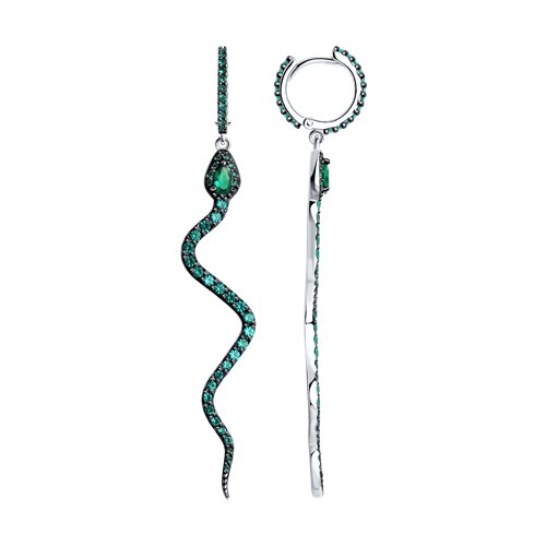 Cercei Creole din argint  cu pietre Cubic Zirconia Verde