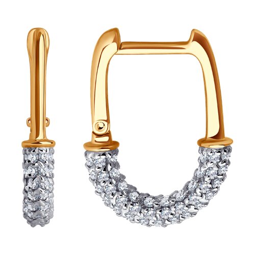 Cercei Creole din aur roșu cu pietre Cubic Zirconia Incolor