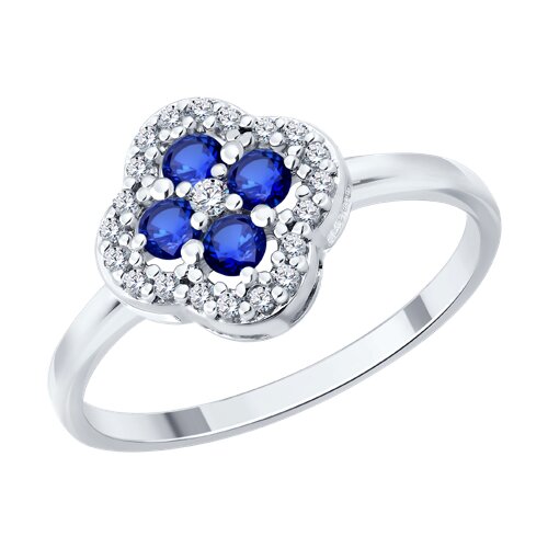Inel din argint  cu pietre Cubic Zirconia Incolor, Safir