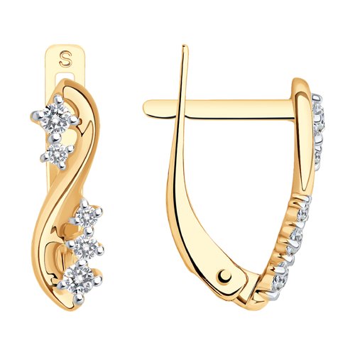 Cercei din aur roșu cu pietre Cubic Zirconia Incolor