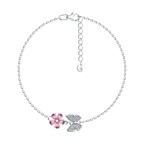Brățară din argint  cu pietre Cubic Zirconia Incolor, Cubic Zirconia Roz